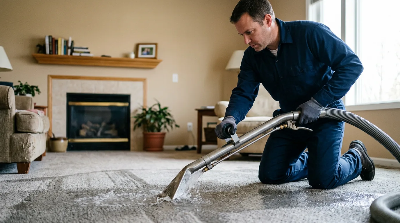 Water damage restoration technician working near Thompsonville, IL